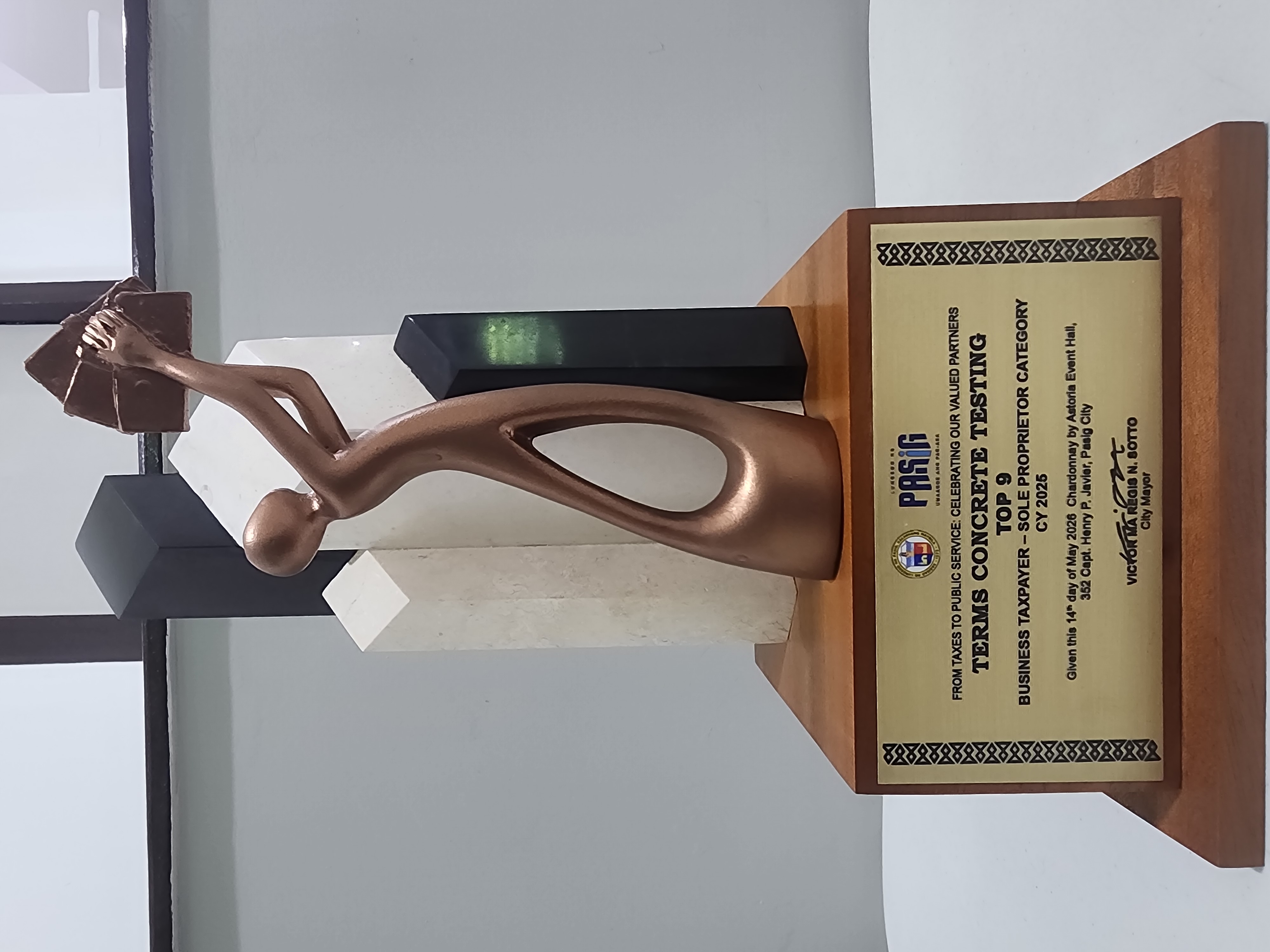Pasig City Top 9 Business Taxpayer 2025 trophy awarded to TERMS